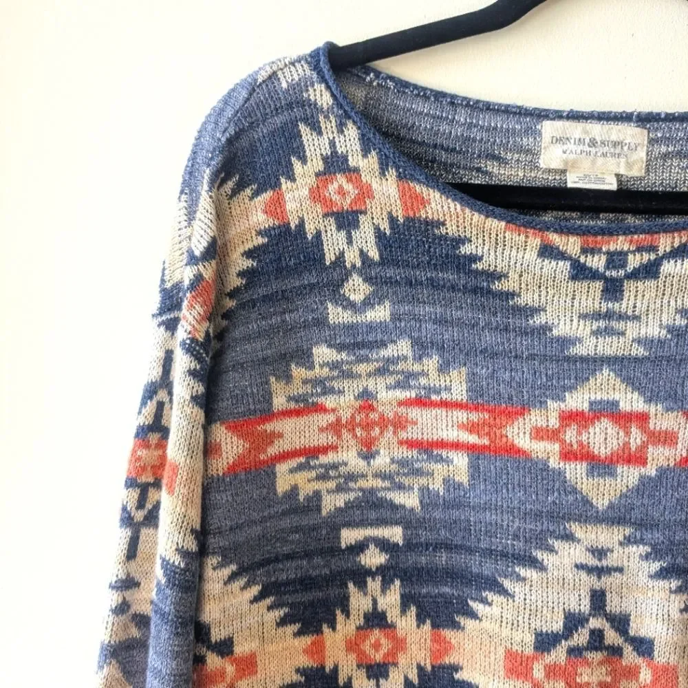 Ralph Lauren Denim & Supply Southwestern Cotton Sweater Size XS - Picture 4 of 6